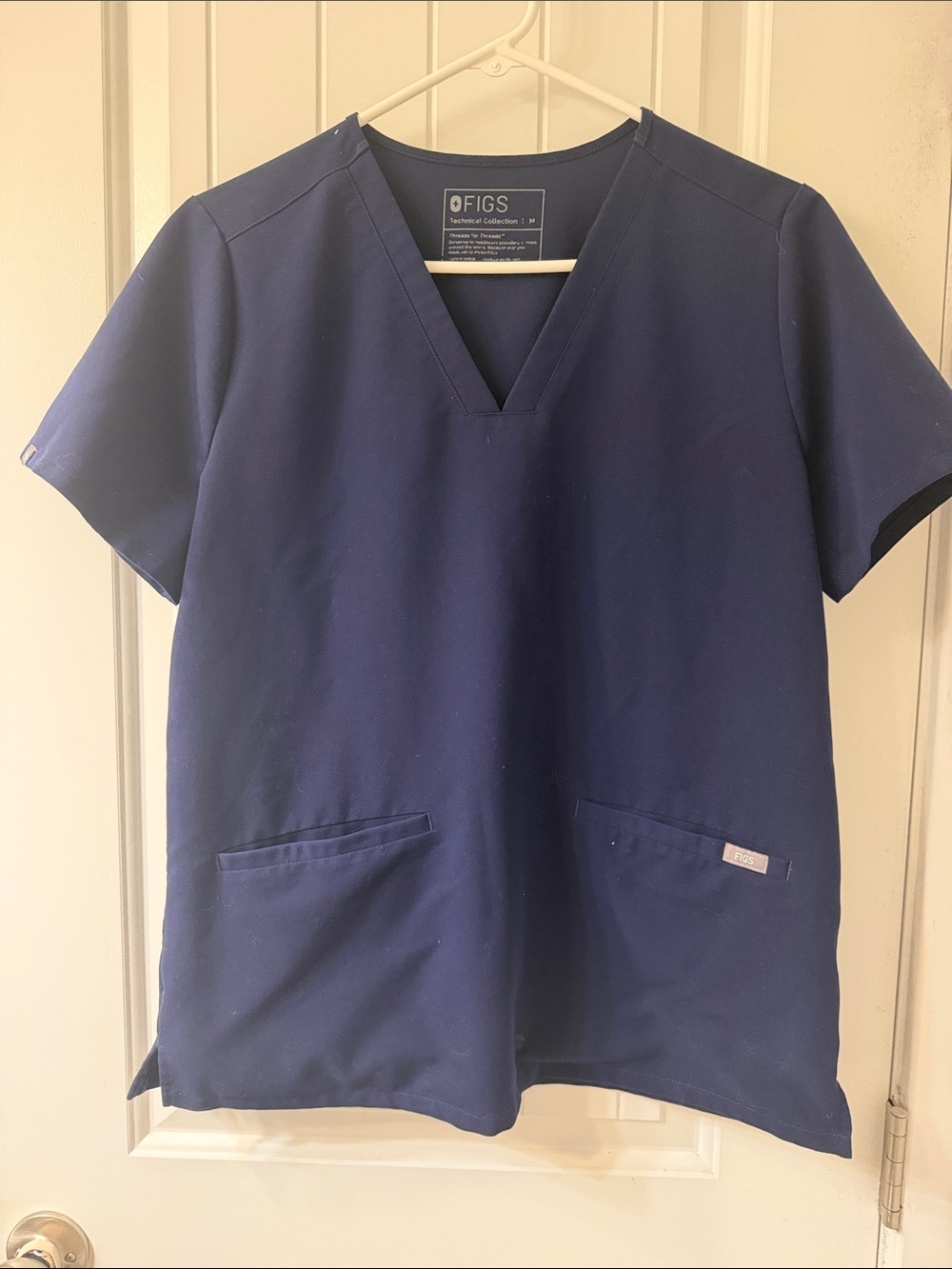 Figs Navy V-Neck Medical Scrub Top